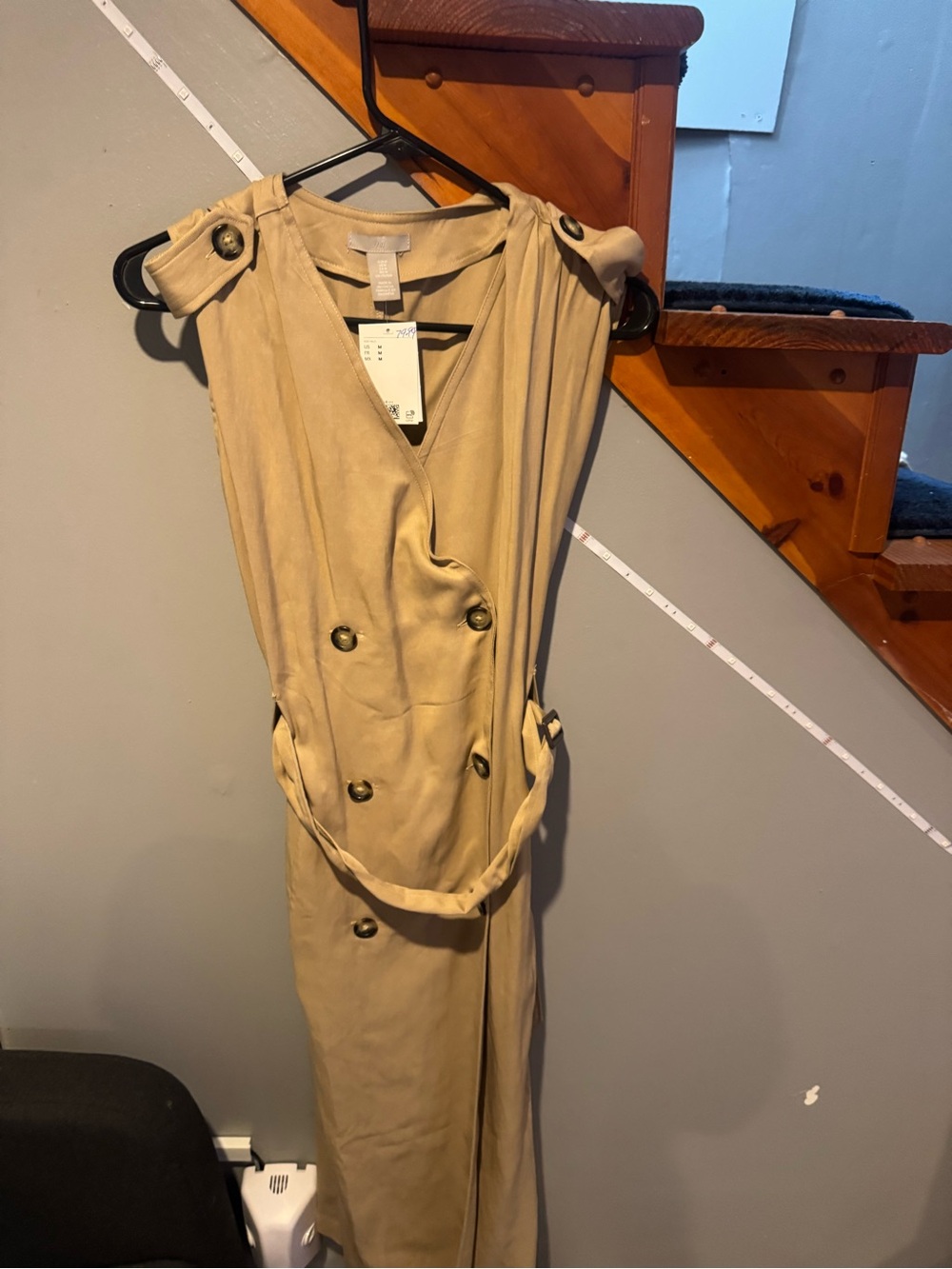 H&M Beige Tan Trench-Style Midi Dress